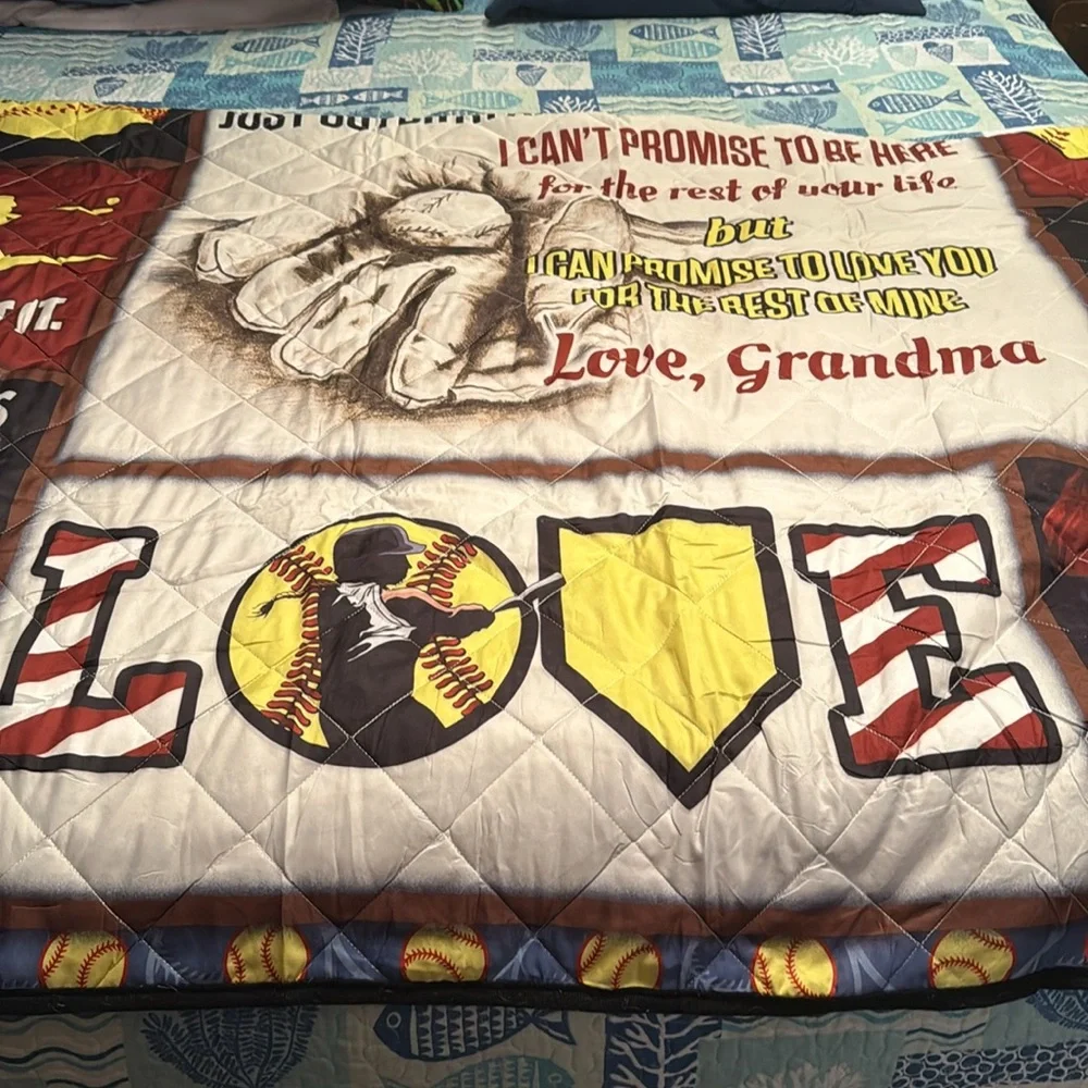 To my Granddaughter Softball Duvet